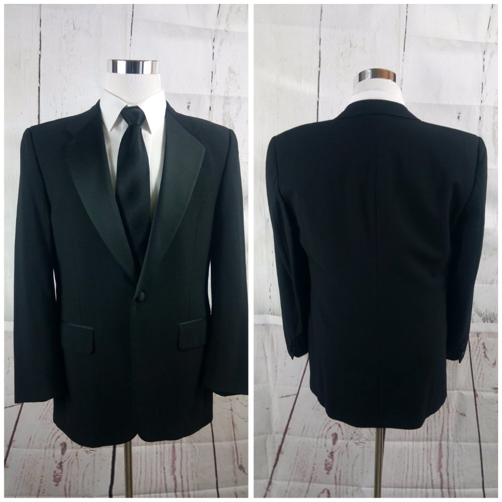 Custom Made 41r 1 Button Black Tuxedo Suit Blazer - image 6